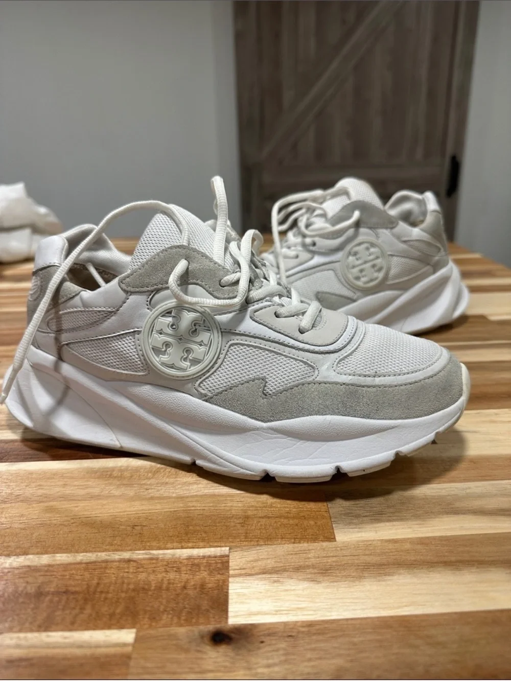 Tory Burch Cream and White Platform Sneakers